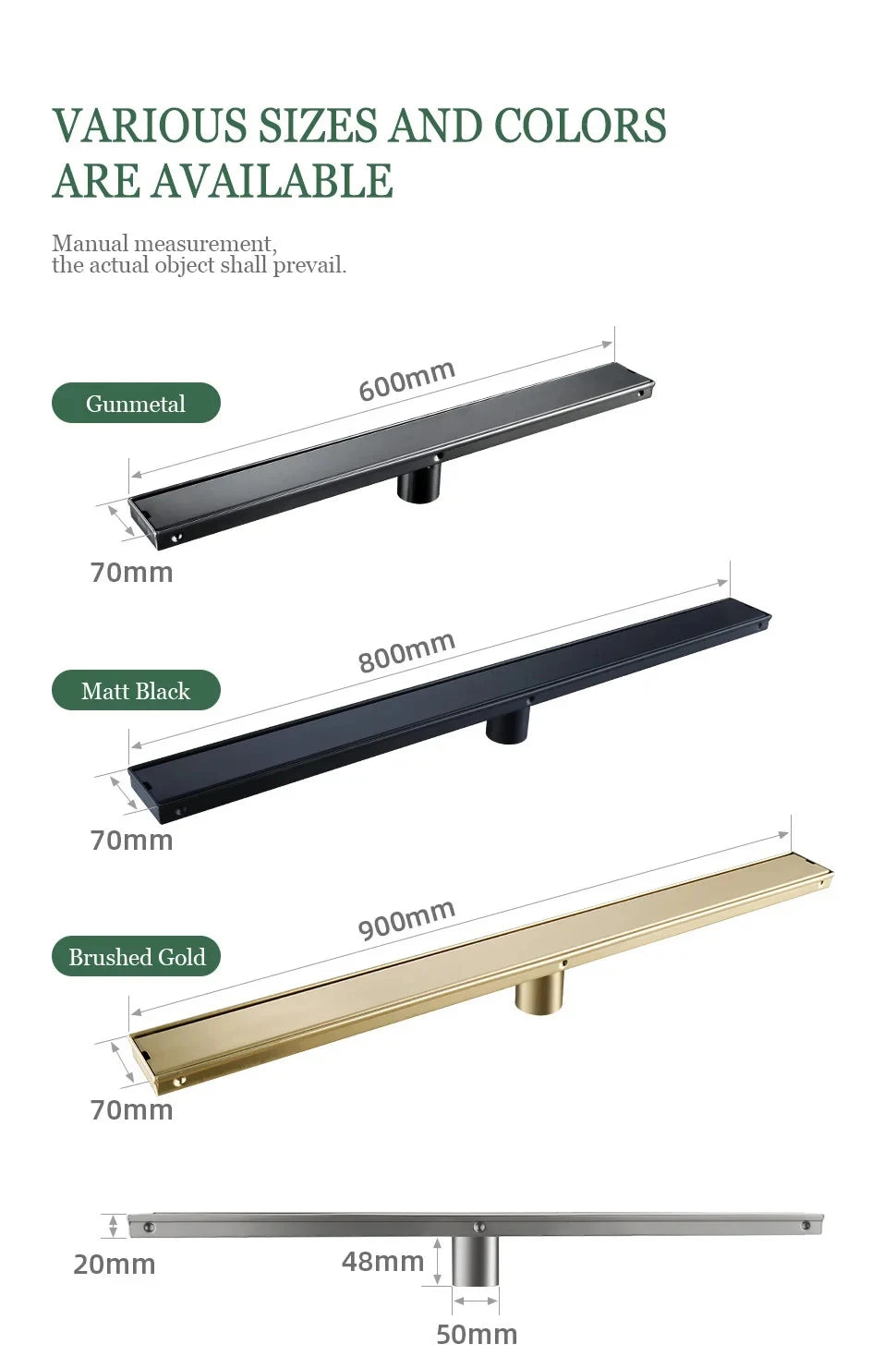 Bathroom Floor Drain Invisible Brushed Gold Shower Drain