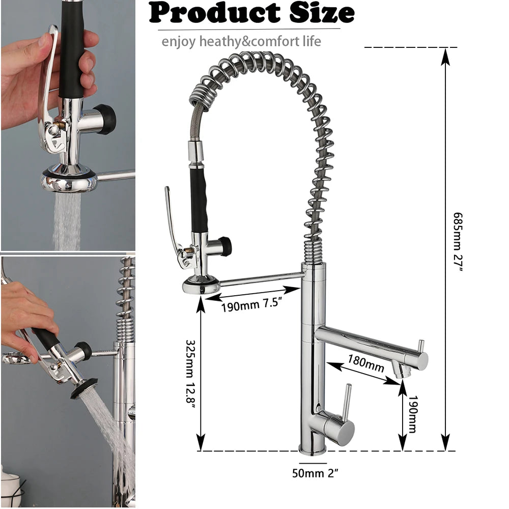 Kemaidi Brass Sink Faucet Spring Pull Down Faucets