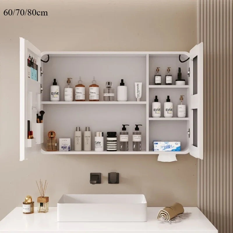 Minimalist Modern Arc-Shaped Smart Bathroom Mirror Cabinets