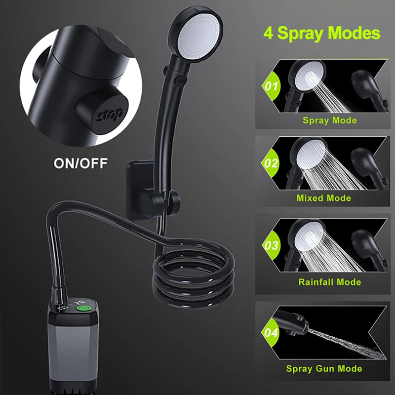 Camping Shower Equipment 6000mah Rechargeable Led Display Screen