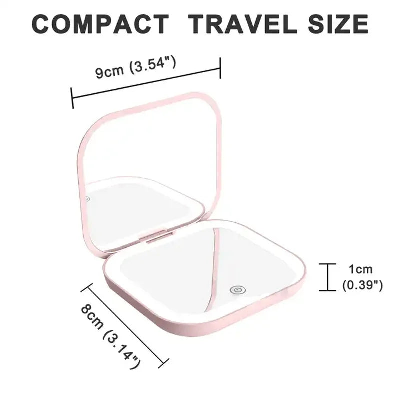 Compact Mirror Lights 1x/2x Magnification Folding Handheld Small