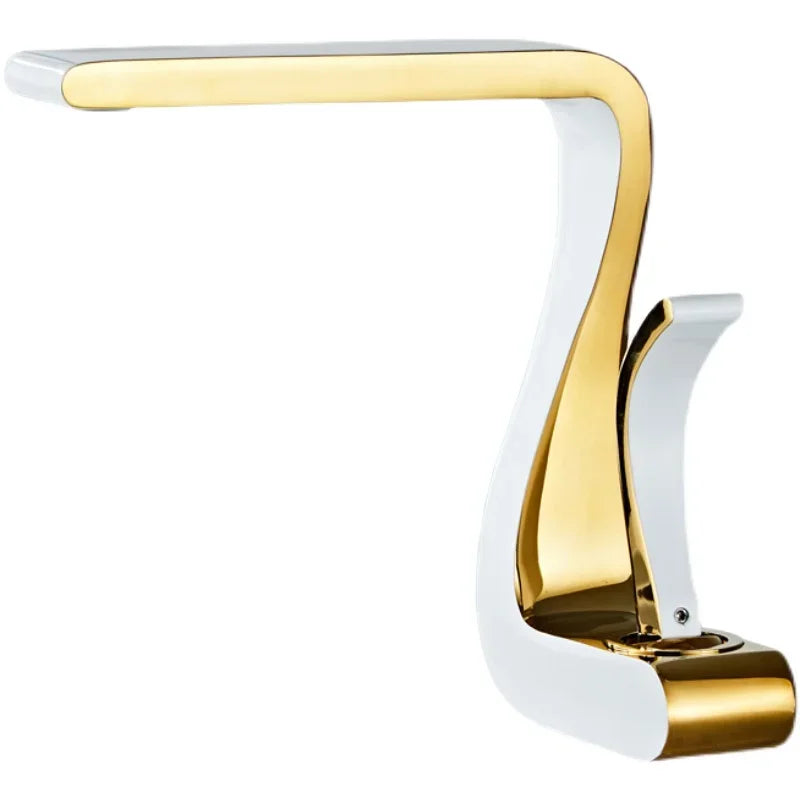 Luxury White Gold Bathroom Mixer Tap Brass Wash