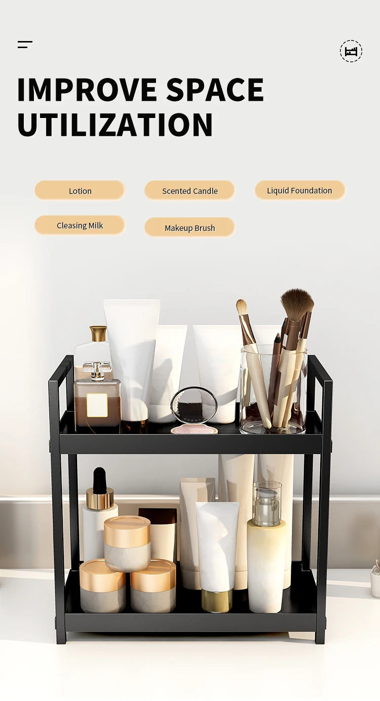 Tier Desktop Storage Rack Cosmetics Desk Office Stationery