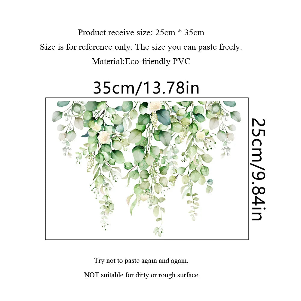 Beautiful Green Plant Flowers Wall Sticker Toilet Bathroom