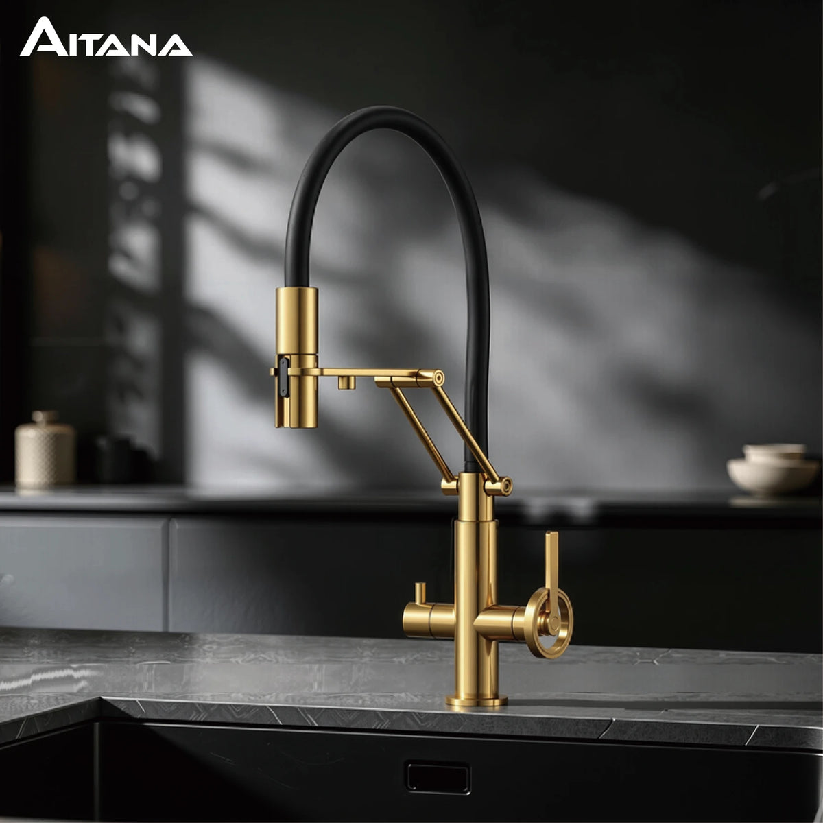 Gun Gray Brass Island Style Faucet Filtered Water