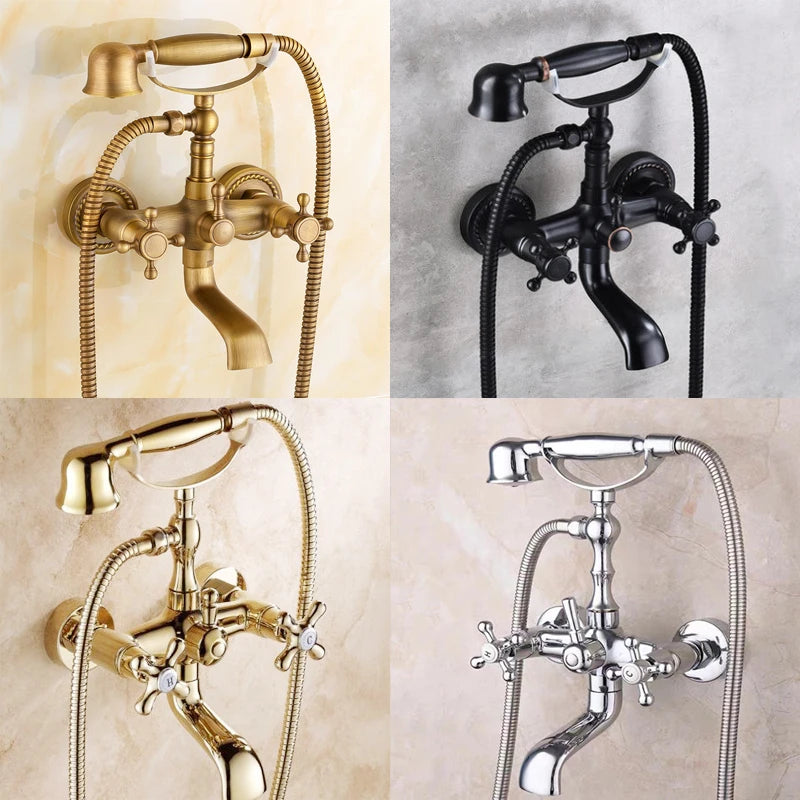 Antique Bathroom Bathtub Showet Faucet Copper Black Shower
