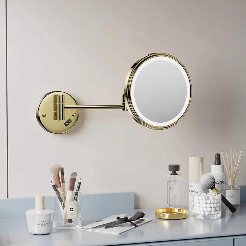 Rechargeable Led Folding Bathroom Makeup Mirror Wall Mounted