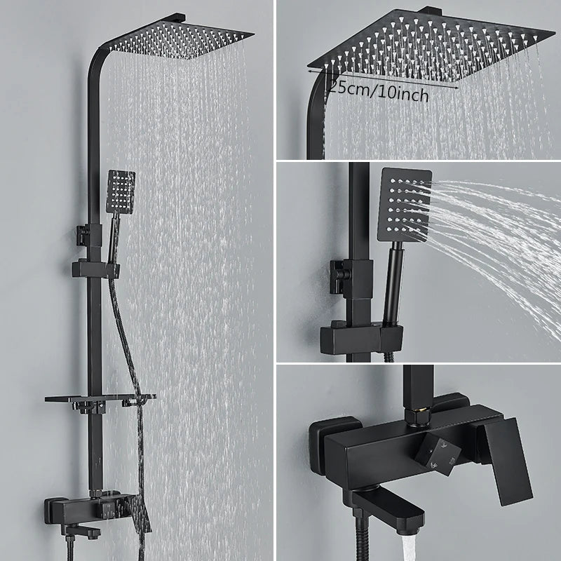 3/4-Way Shower Faucet Rainfall Shower Cold Water Mixer