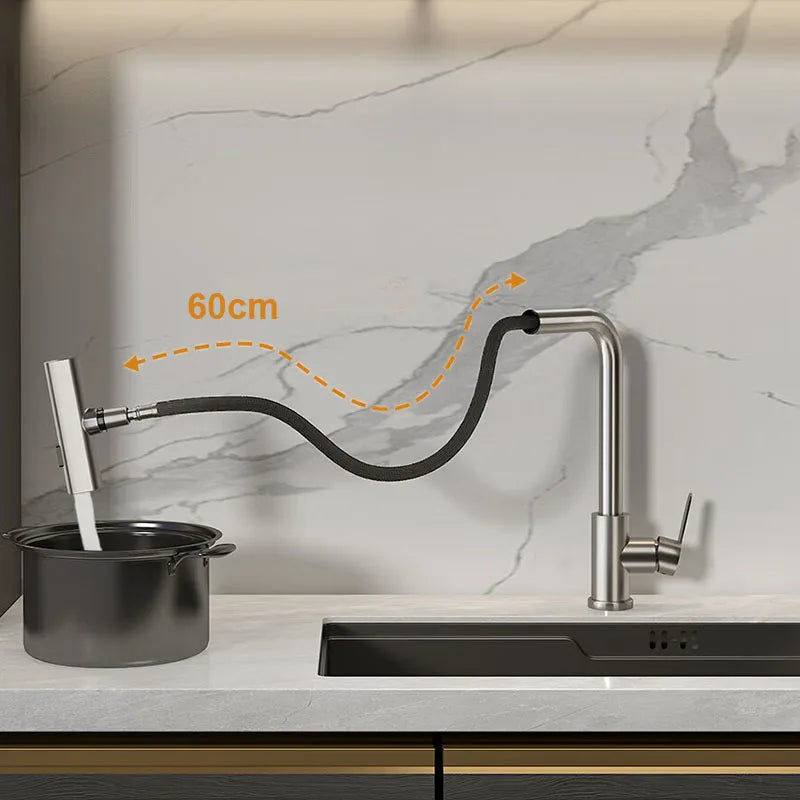 Pull-Out Flying Rain Waterfall Faucet Cold Faucet 304
