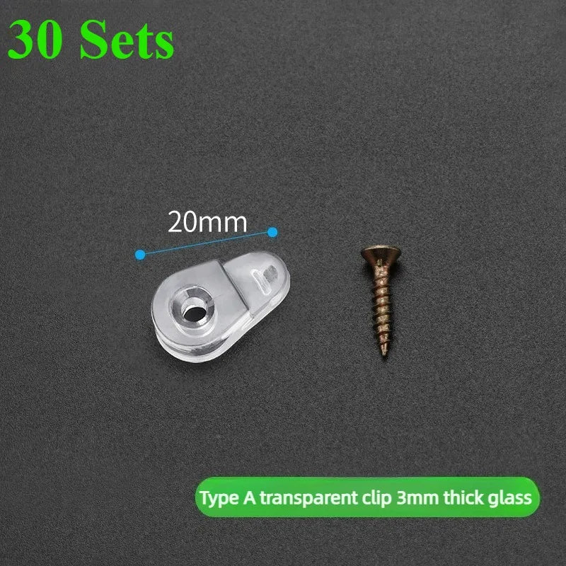 30 Sets Plastic Glass Retainer Clips Mirror Holder