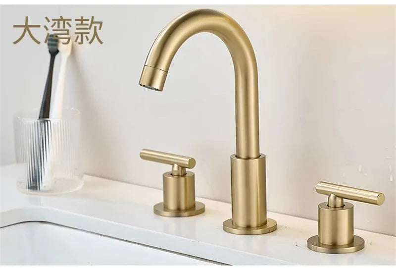 Brushed Gold Bathroom Faucet Total Brass Basin Faucet