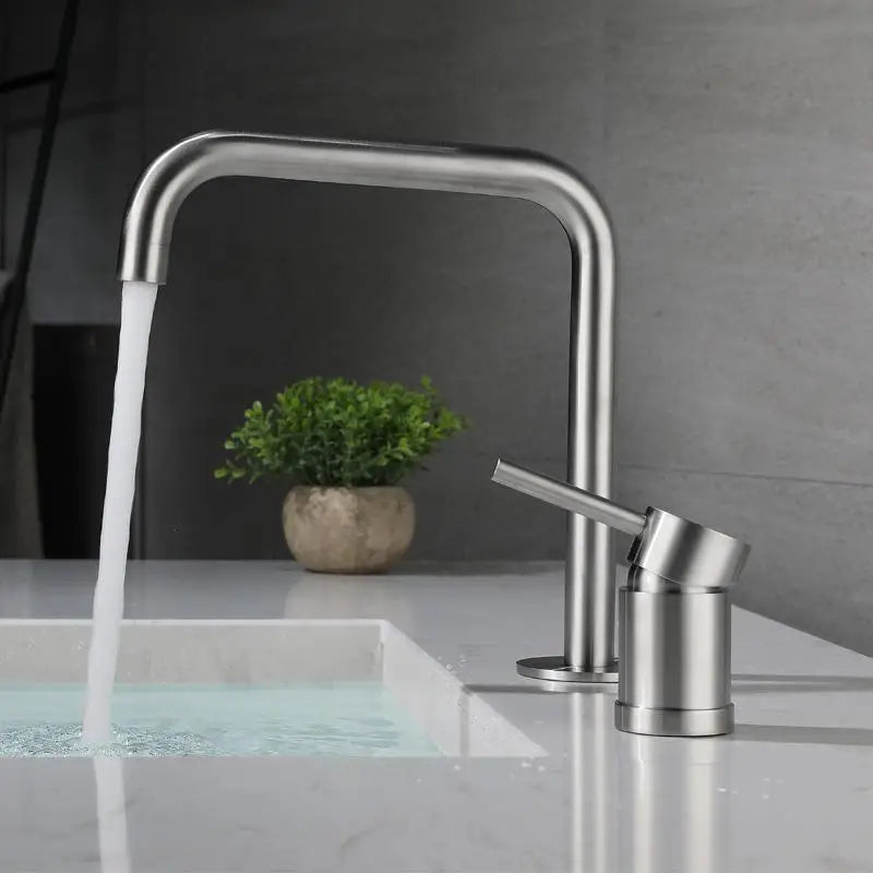 Stainless Steel Bathroom Basin Faucet Deck Mount 360