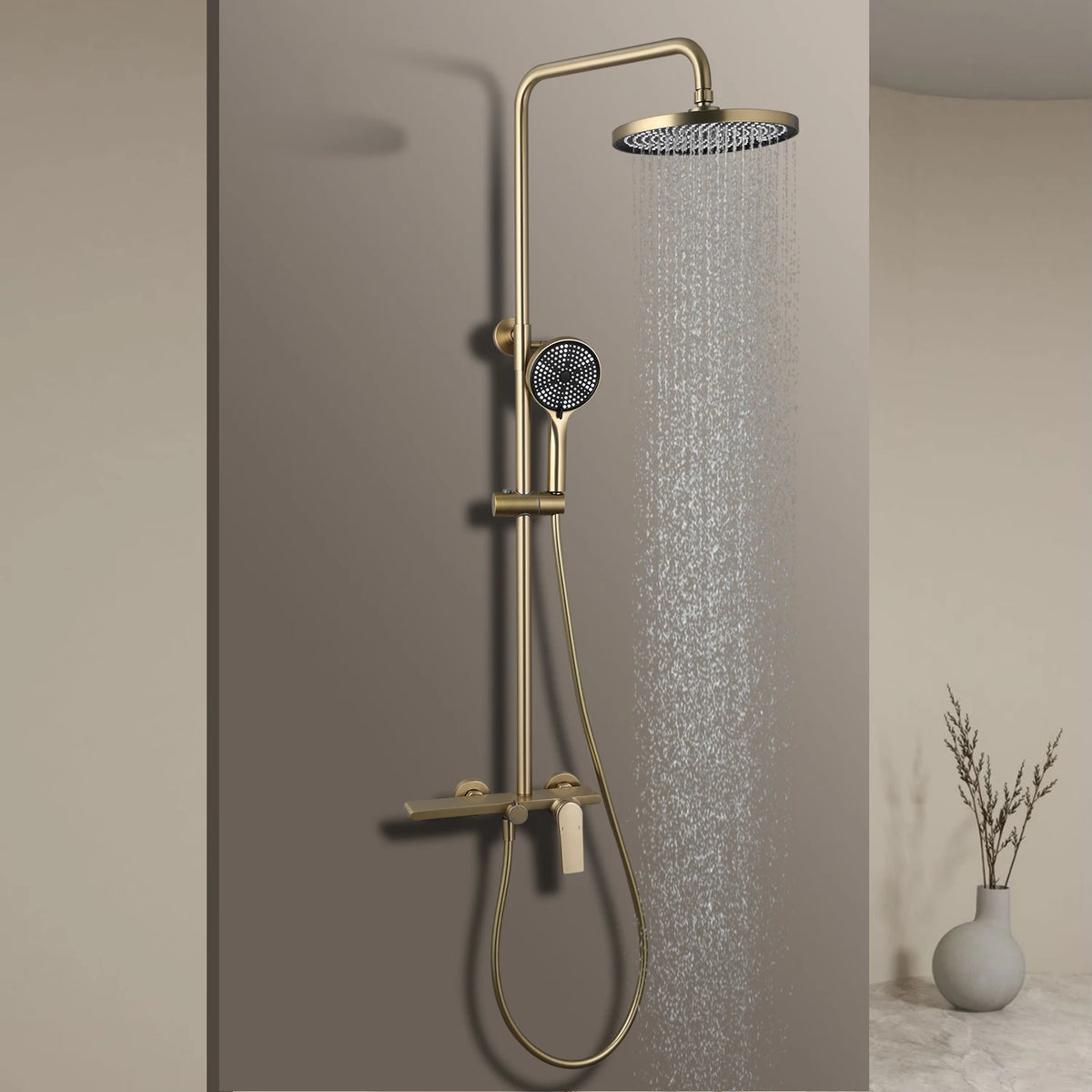 Kemaidi Brushed Gold Shower System Bathroom Shower Faucet
