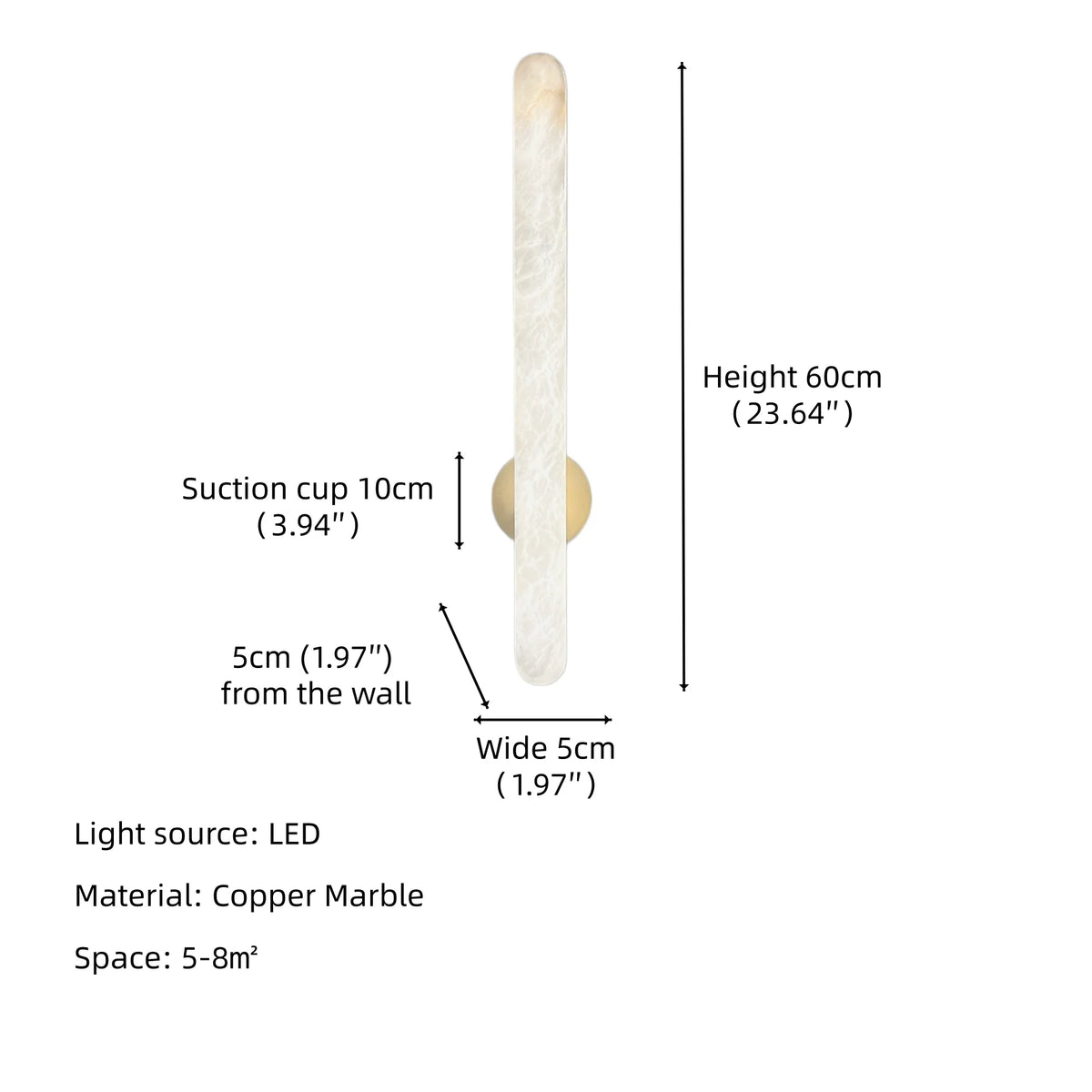 Full Brass Natural Marble Vanity Wall Light Bathroom