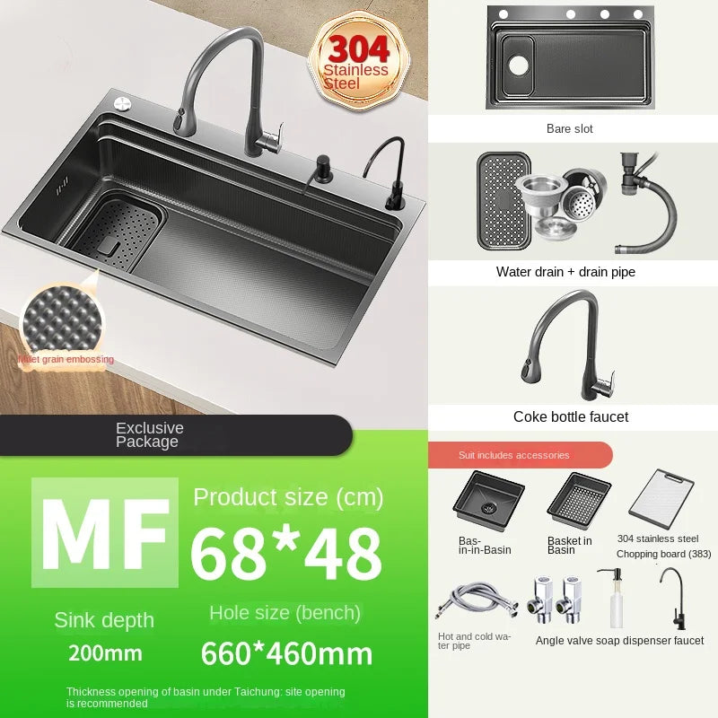 304 Stainless Steel Sink Black Large Slot Wash