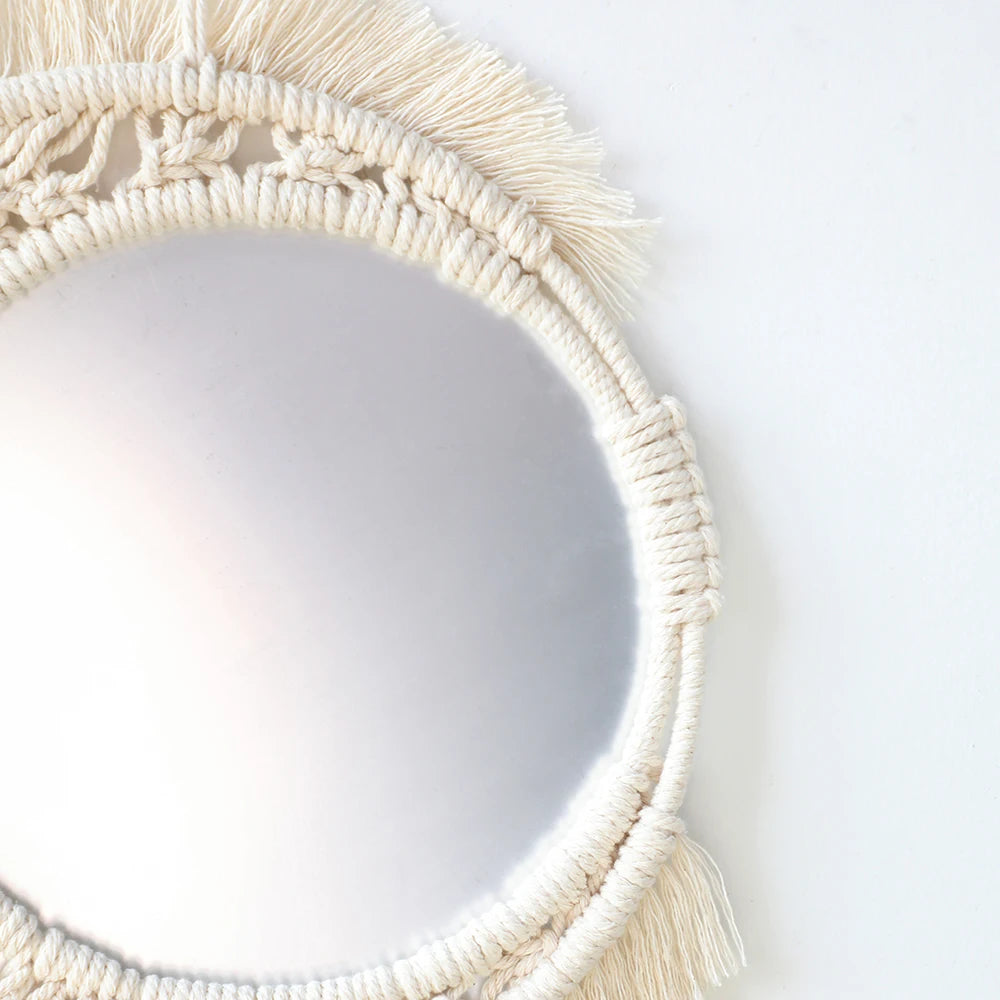 Boho Decorative Mirrors Macrame Round Mirror Aesthetic Room