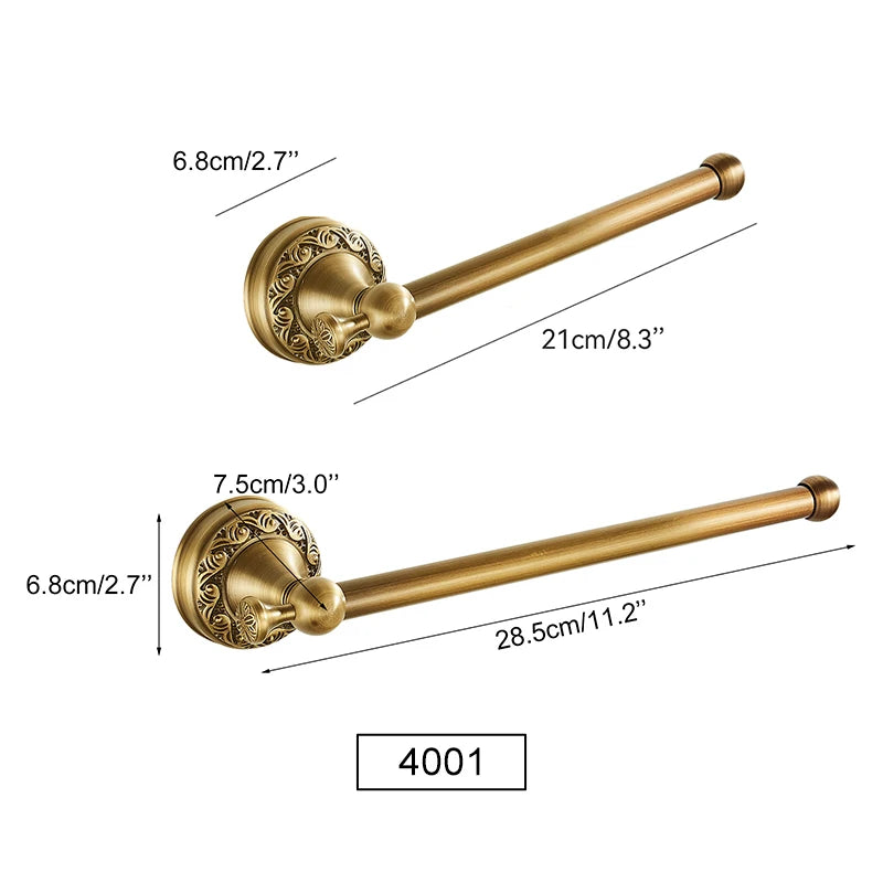 Antique Brass 2pc Bathroom Bronze Dispenser Towel Rod