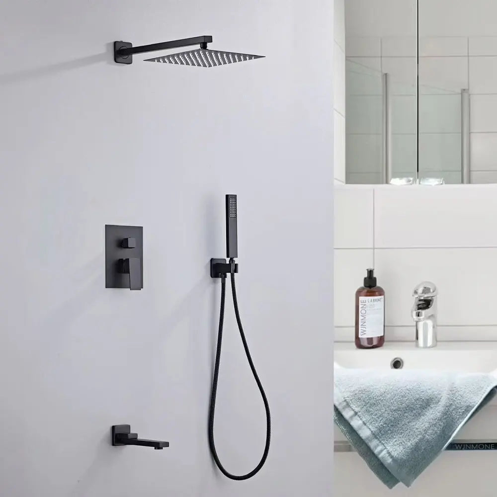 Gray Hidden Shower System Concealed Rainfall Bathroom Shower