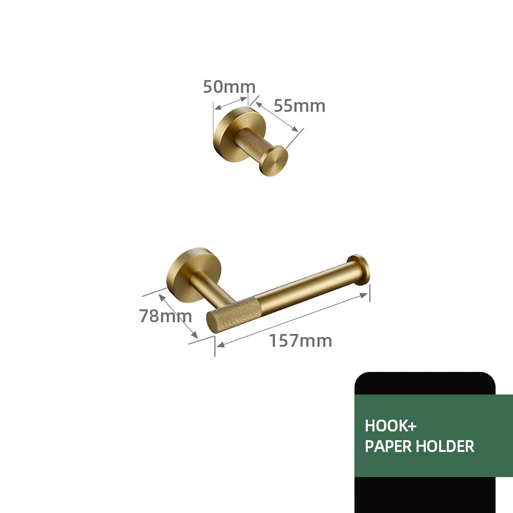 Gold Bathroom Towel Bar Bath Robe Hook Brass