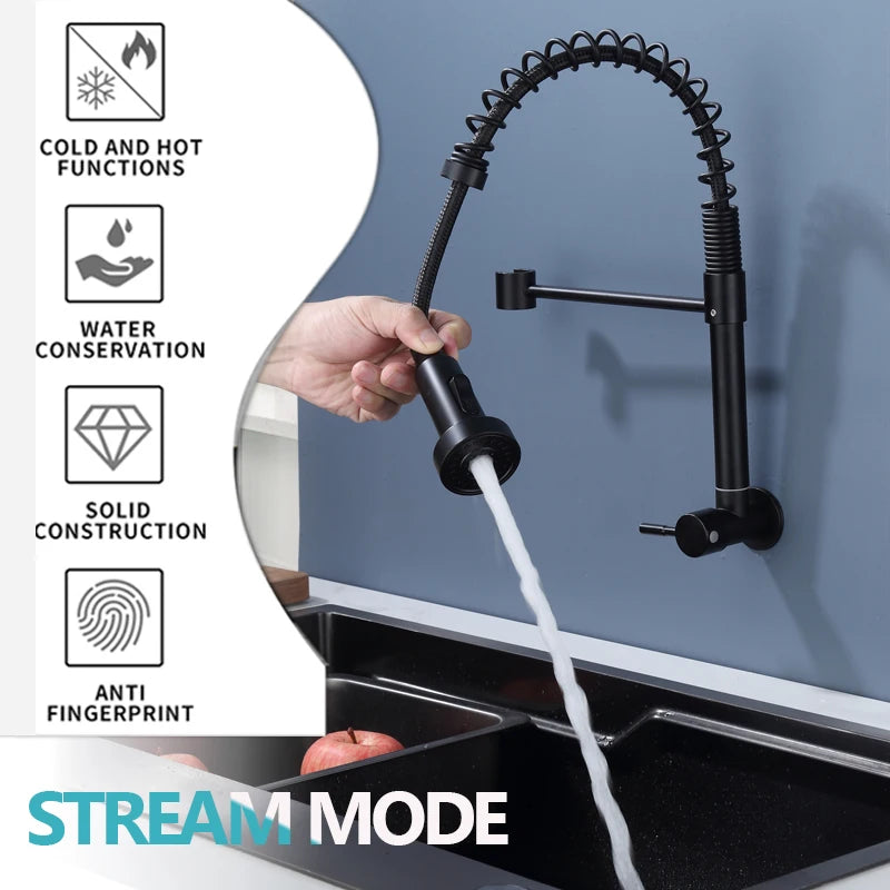 304 Stainless Steel Wall Mounted Faucet Spring Pull