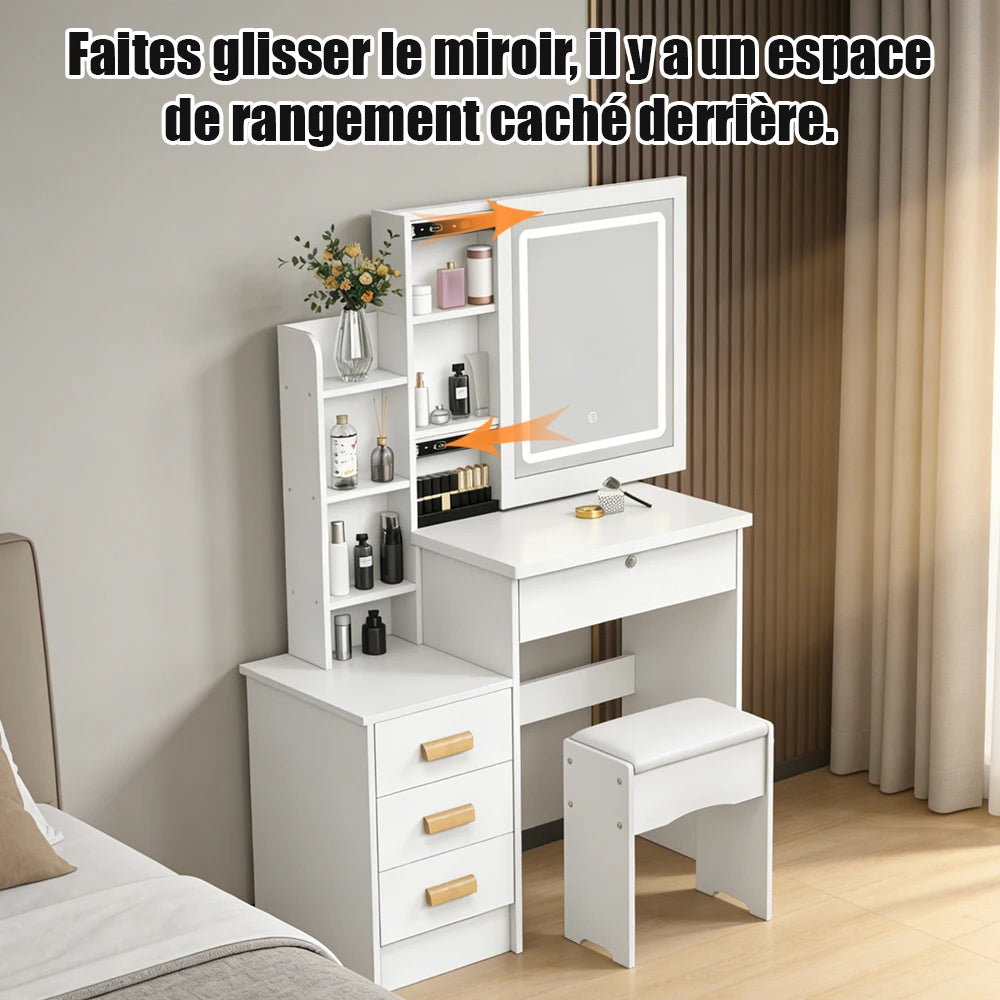 Bedroom Dressing Table Vanity Desk Sliding Mirror Lights