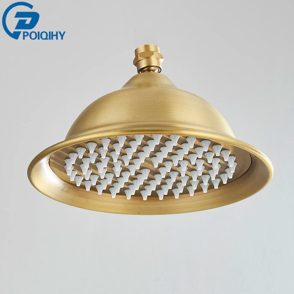 Poiqihy Brass Golden Rainfall Shower Head Shower Faucet