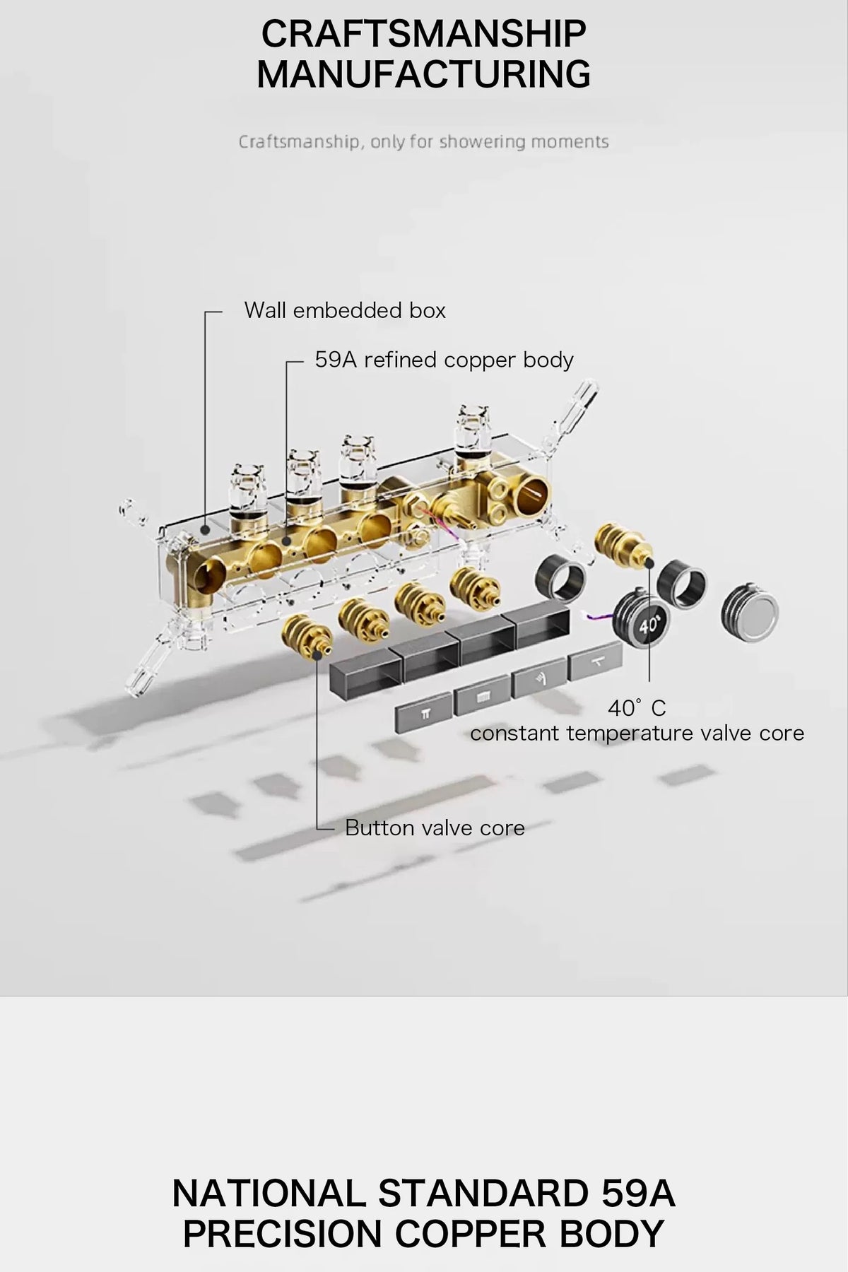 Luxury Gun Gray Brass Shower System Ceiling Design