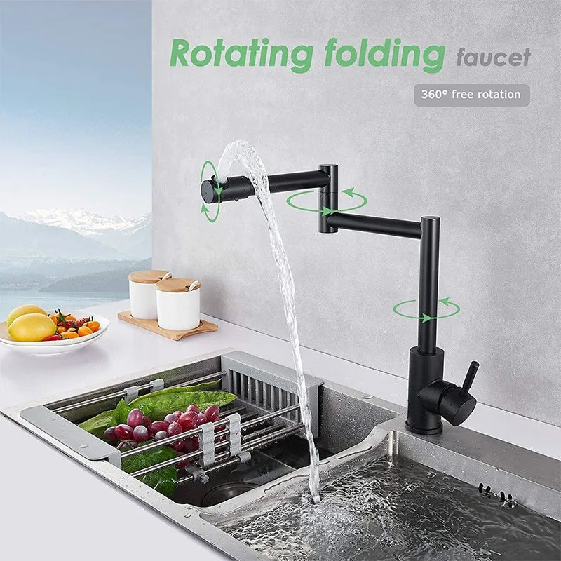 304 Stainless Steel Arm Swivel Extends Sink Faucet