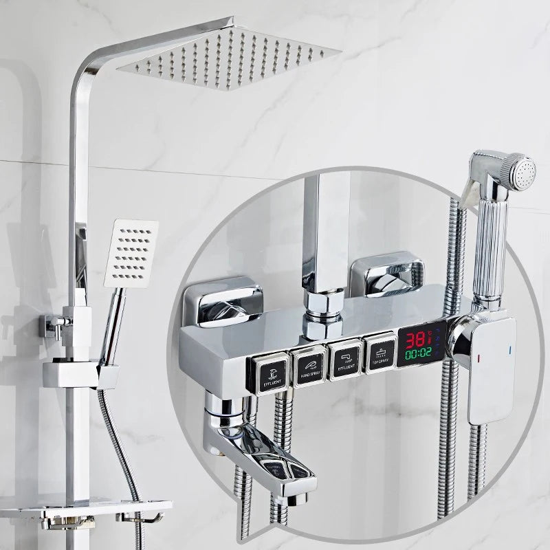 Chrome Digital Bathroom Shower System 10 Inch Stainless