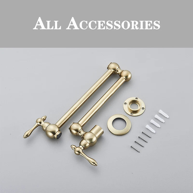 Brushed Gold Faucet Wall Mount Bathroom Basin Faucet