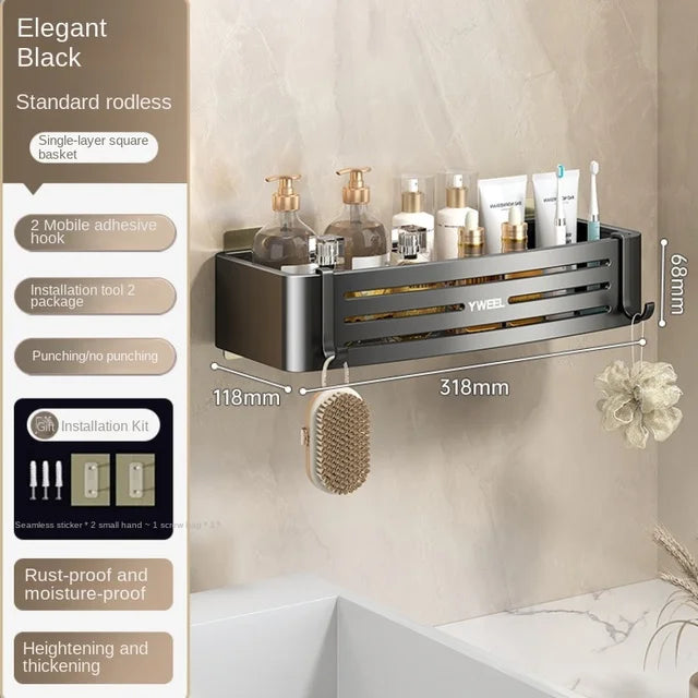 Aluminum Bathroom Shelves Wall Towel Rack Mounted Shower