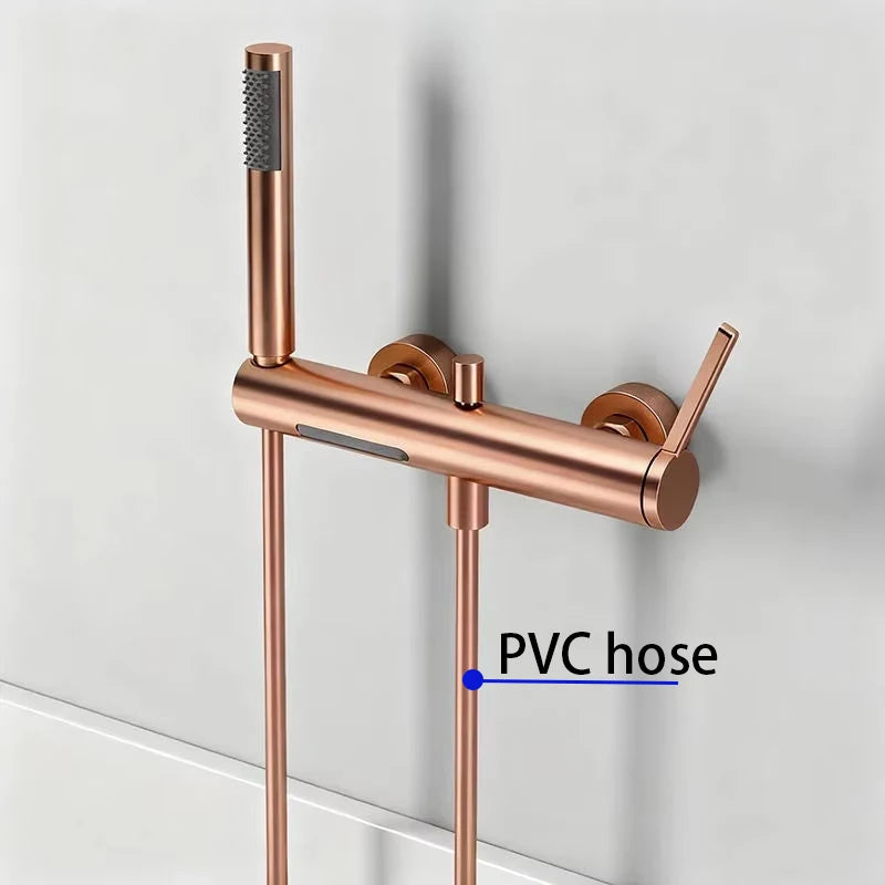 Brushed Gold Bathroom Shower Faucet Wall Mounted Waterfall