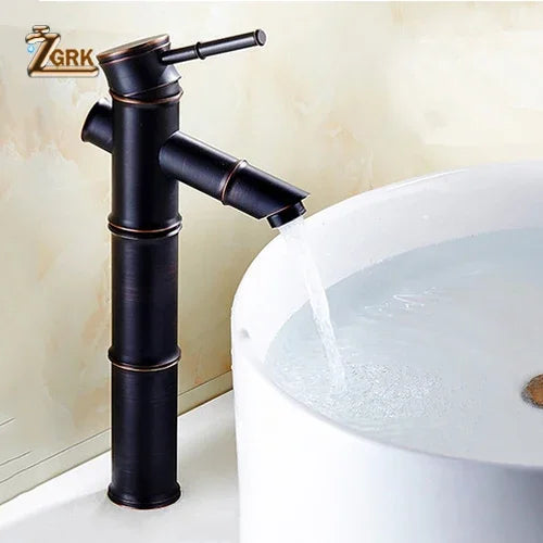 Zgrk Black Waterfall Bathroom Sink Faucet Vessel Tall