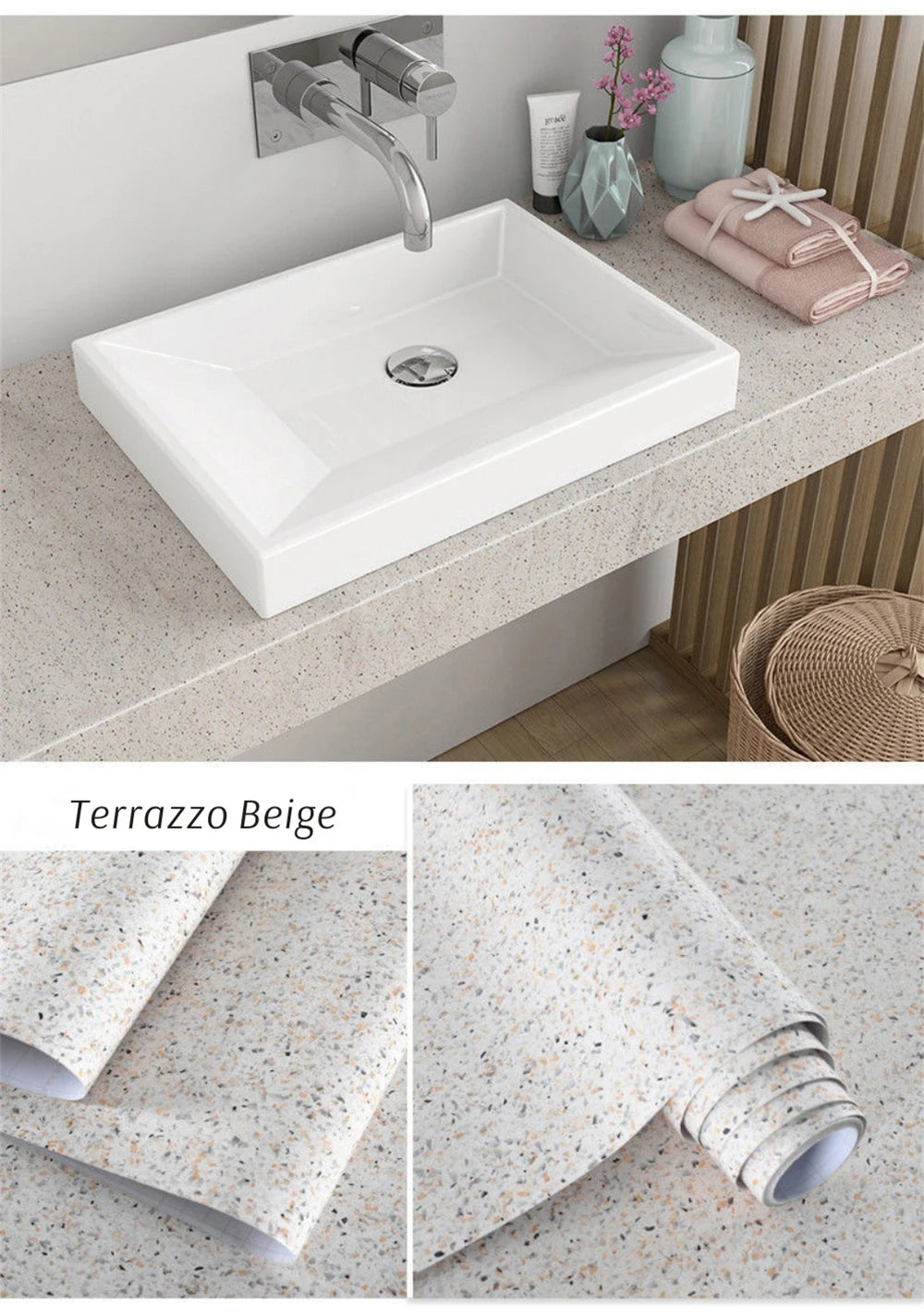 Renovation Marble Gravel Wallpapers Self-Adhesive Vinyl Bathroom