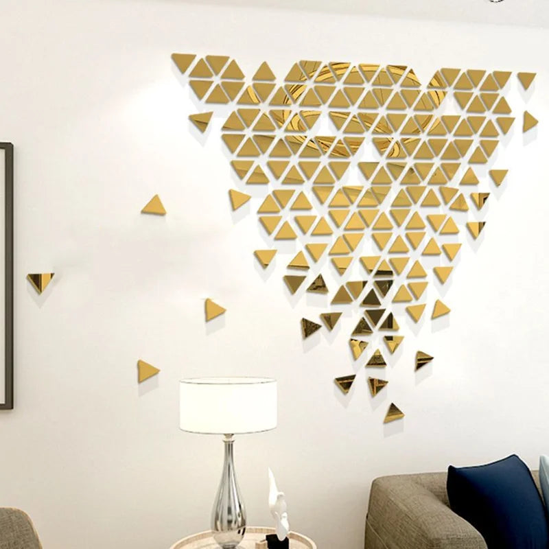 5cm/4cm Mirror Wall Sticker Acrylic Square/Heart 3d Wall