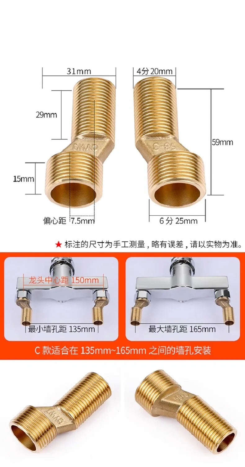2pcs Solid Brass Wall Mounted Replacement Angle Valve