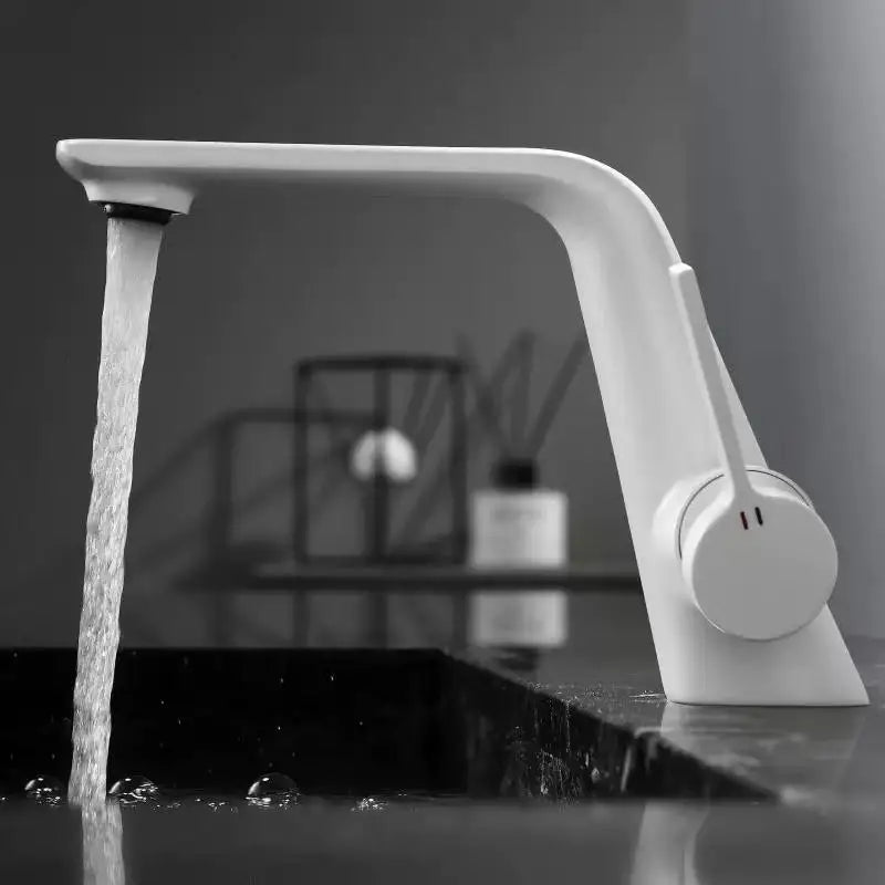 Brass Brushed Gold Gray Modern Bathroom Sink Faucet