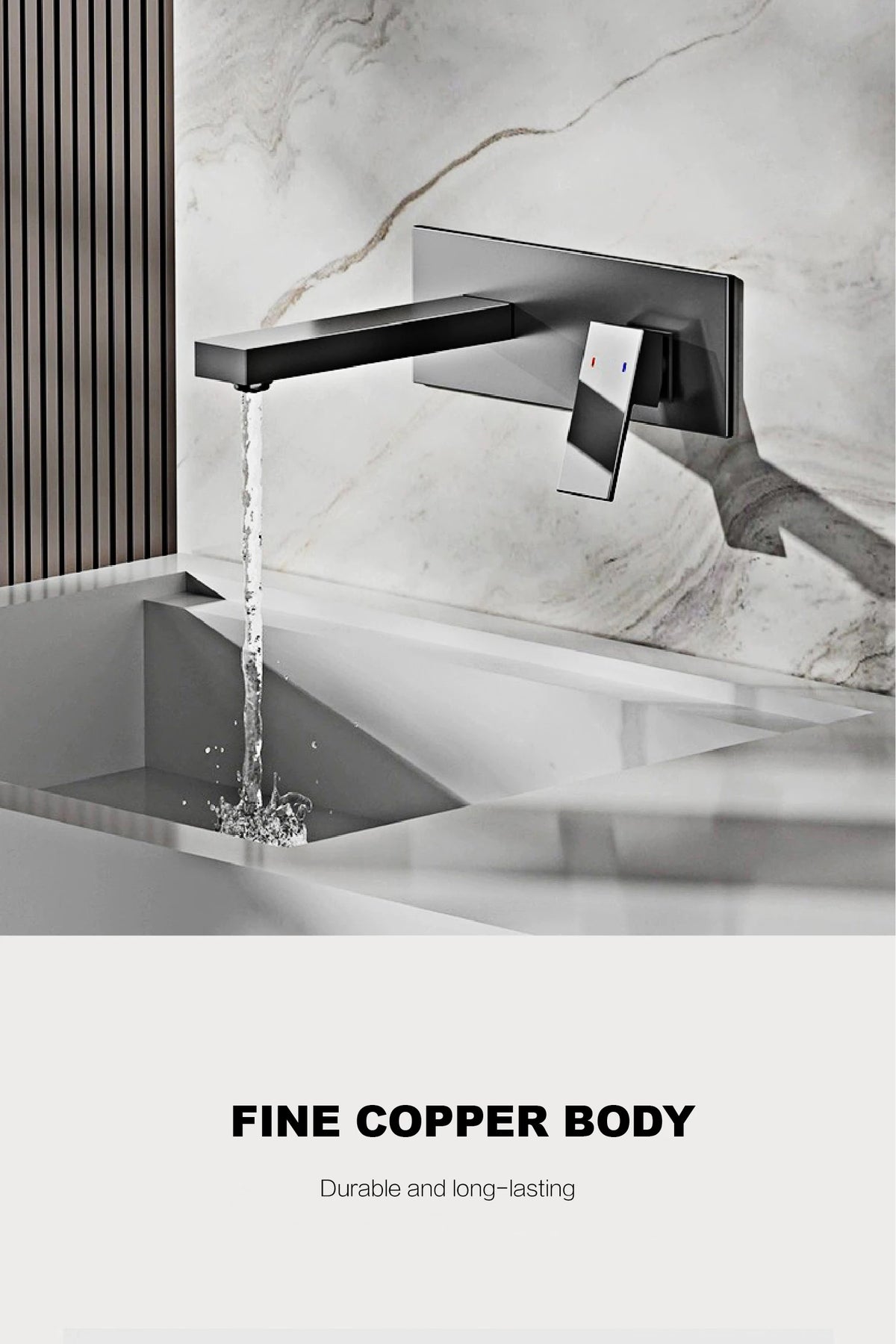Luxury Brass Black Bathroom Simple Faucet Wall Mounted