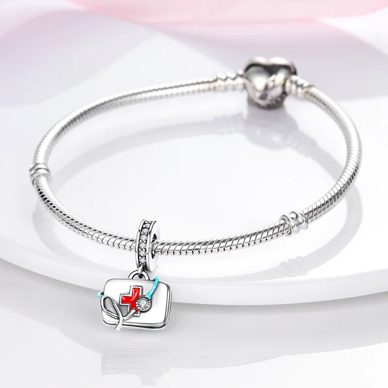 Original 925 Sterling Silver Medicine Cabinet Stethoscope Charms