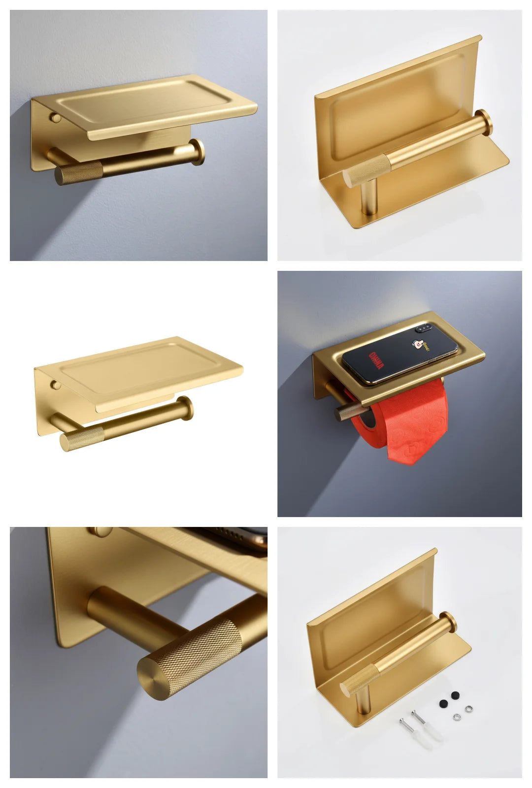 Bathroom Hardware Brushed Gold Knurled Brass Kit Towel