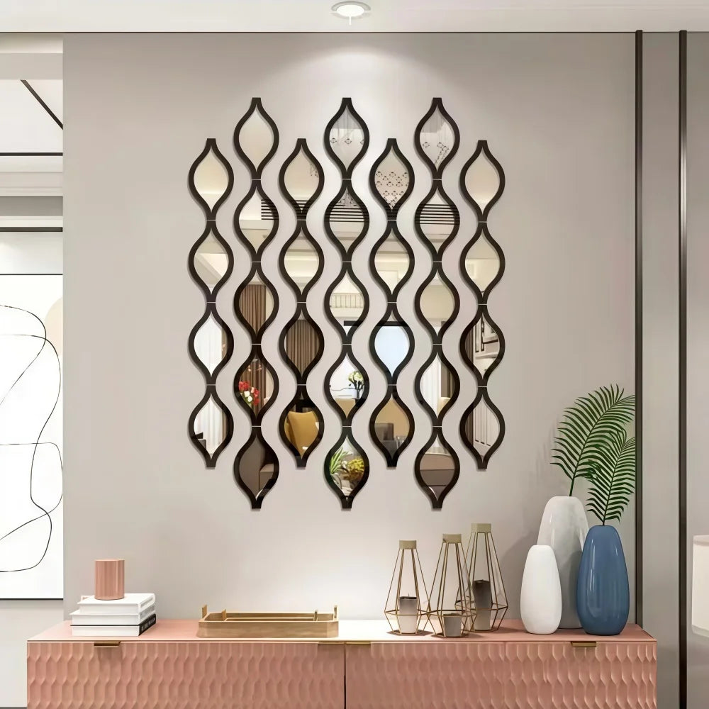 6/12pcs Gold Teardrop Wall Mirror Combinationartisticdecorative