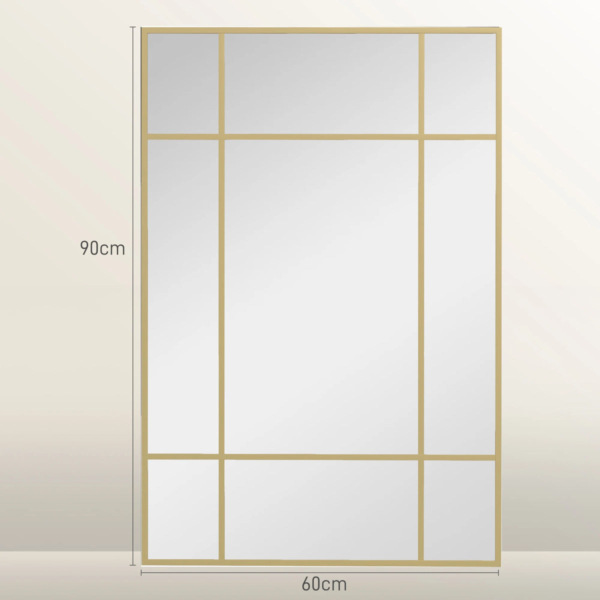 Homcom Rectangular Wall Mirror 90x60 Cm Metal Frame