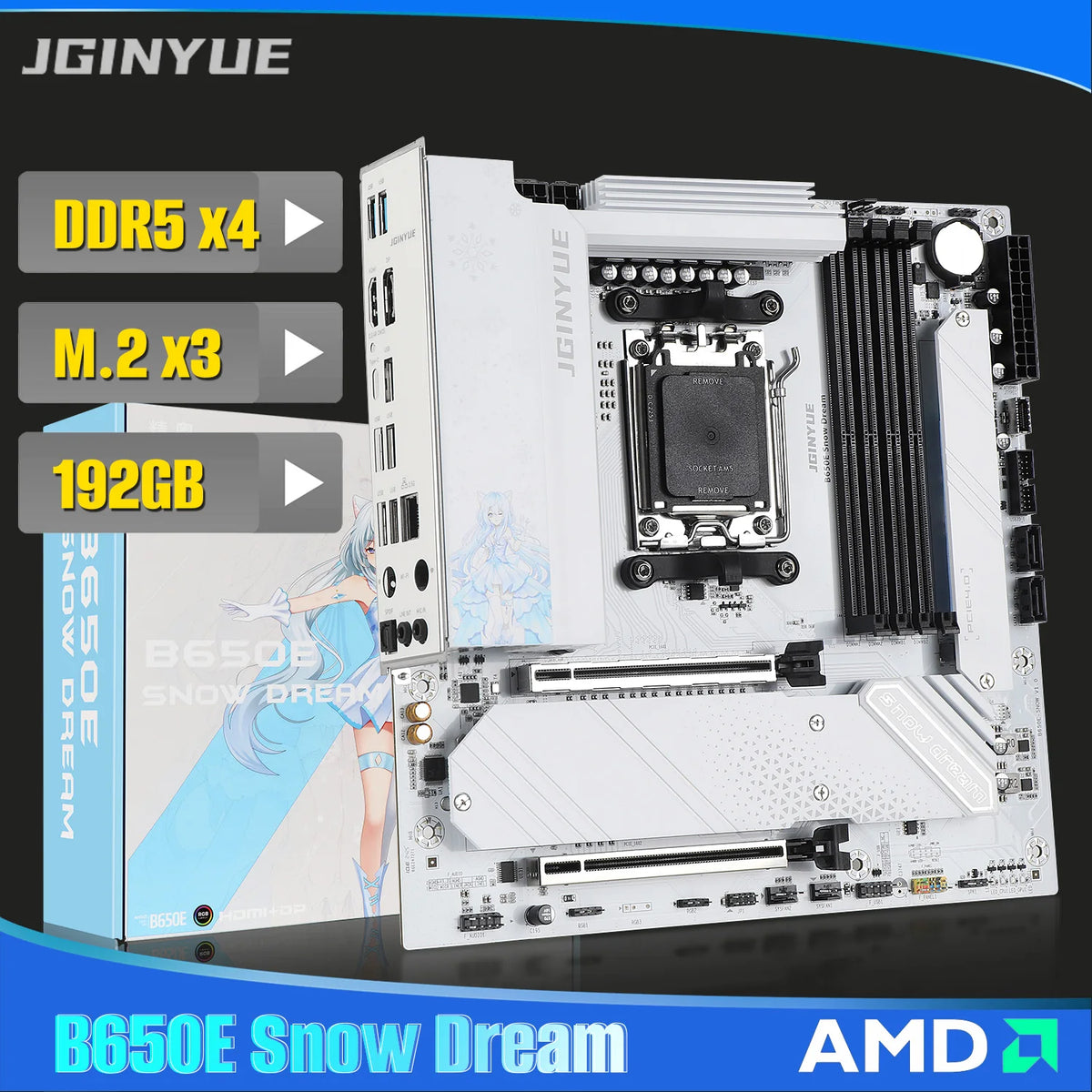 Jingyue B650e Snow Dream Gaming Motherboard Amd Am5