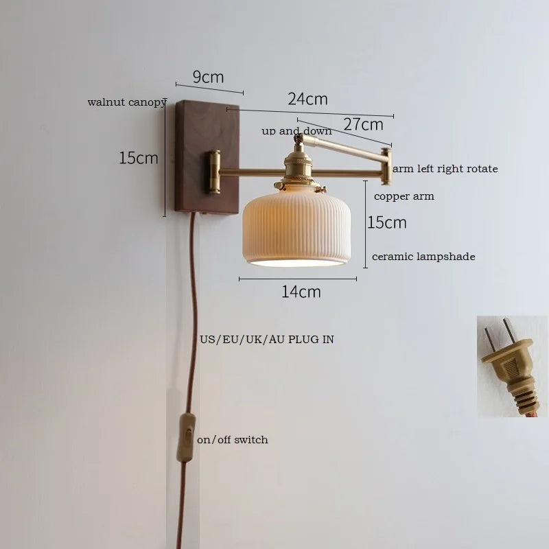 Iwhd Walnut Ash Wood Led Wall Lamp Sconce