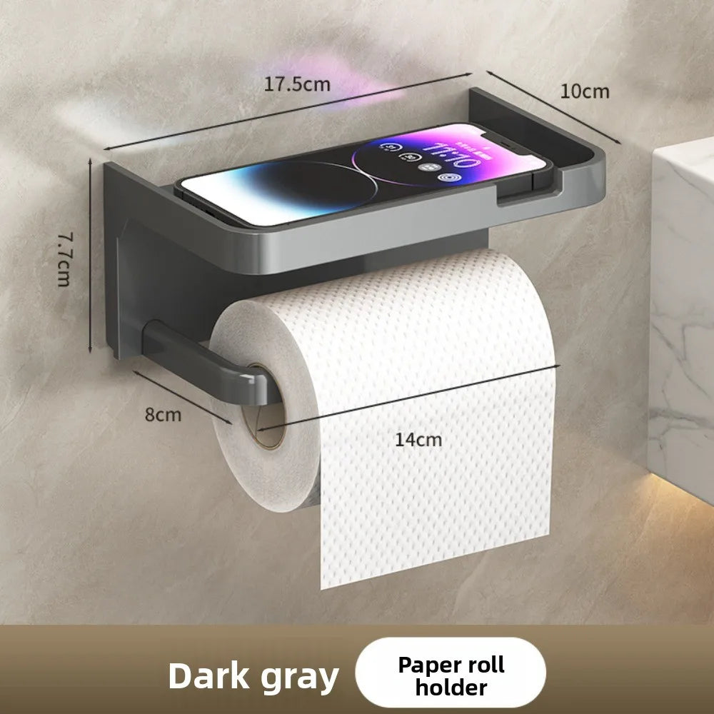 No Drill Toilet Paper Holder Wall Mounted Shelf