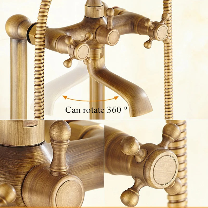 Brass Bathroom Faucet Bathtub Faucets 360 Rotation Floor