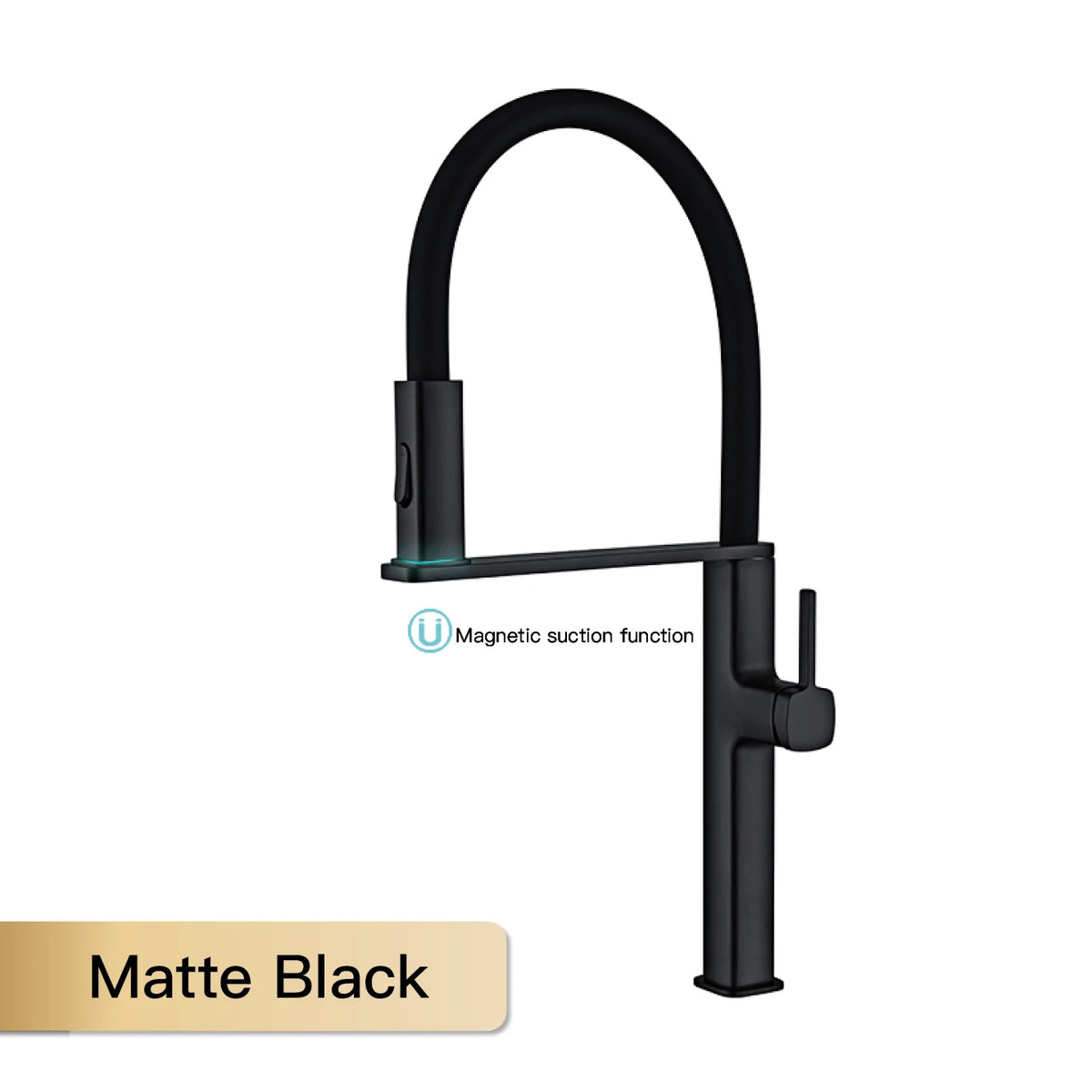 High End Black Brass Faucet Magnetic Suction Design