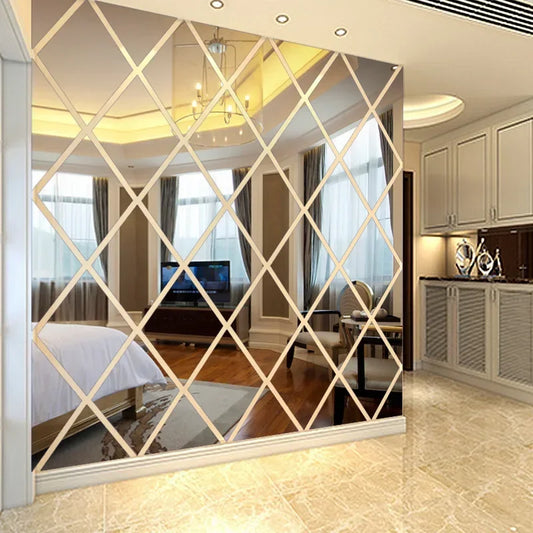 3d Mirror Stickers Diy Acrylic Triangles Self-Adhesive Diamonds