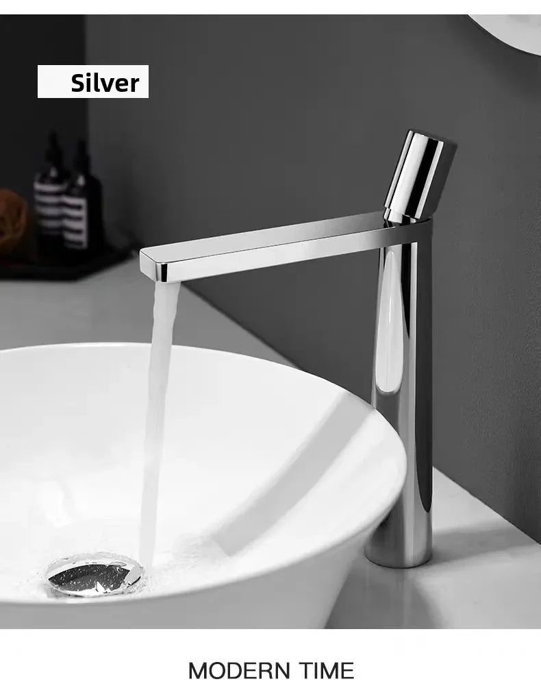 Elegant Black Handle Bathroom Faucet - Stainless Steel