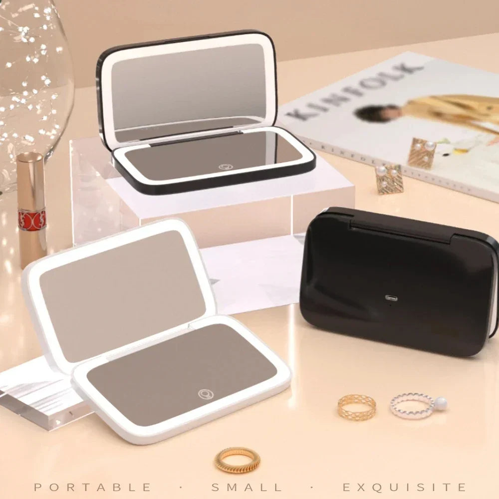 Rechargeable Square Makeup Mirror Led Lights 1x/5x Magnification